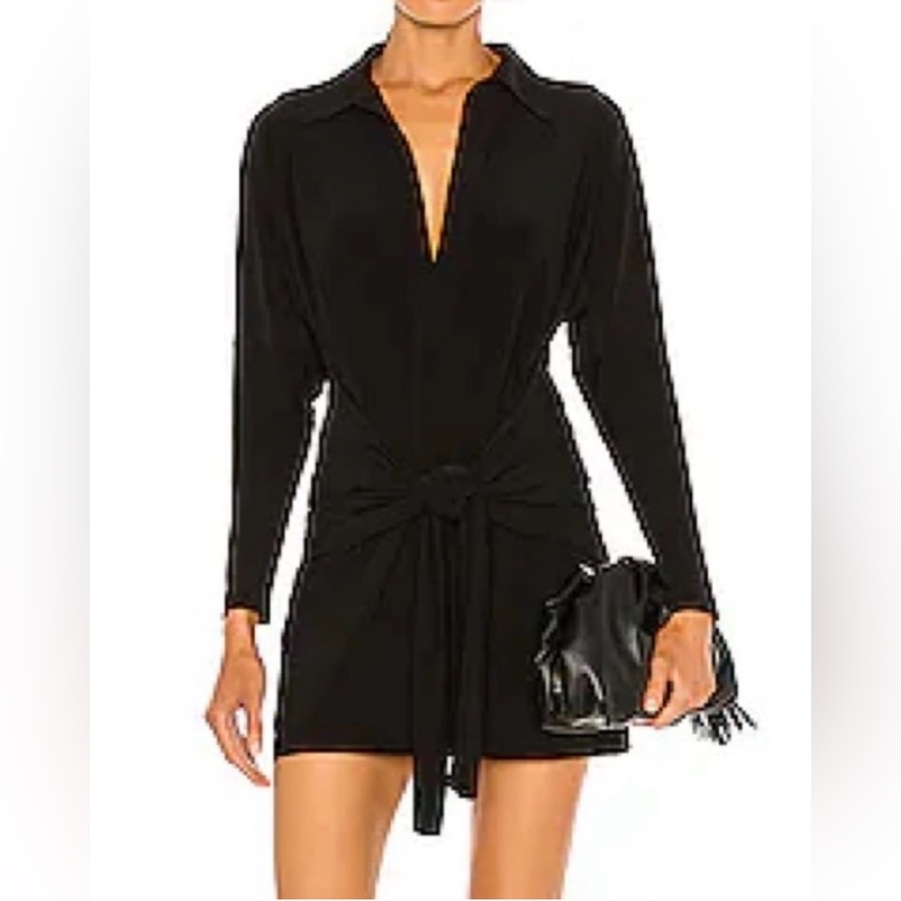 Norma Kamali Women's Mini Tie Front Dress